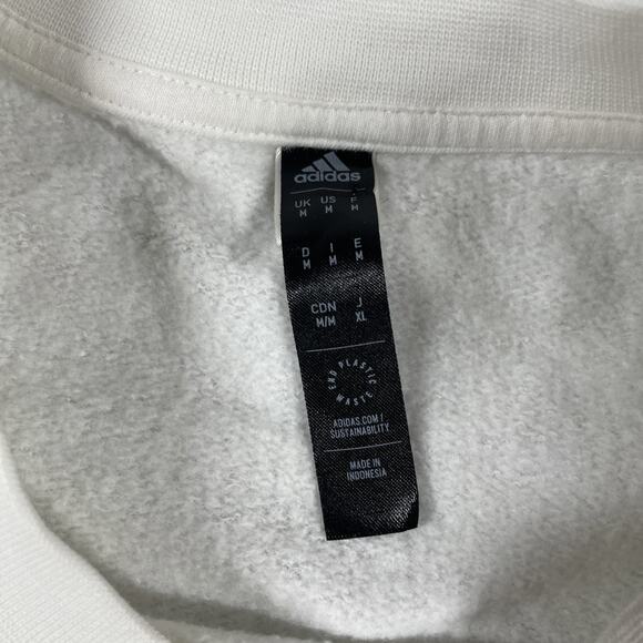Adidas Sweatshirt Mens Medium Graphic Print Fleece Thin Streetwear White - Picture 3 of 15